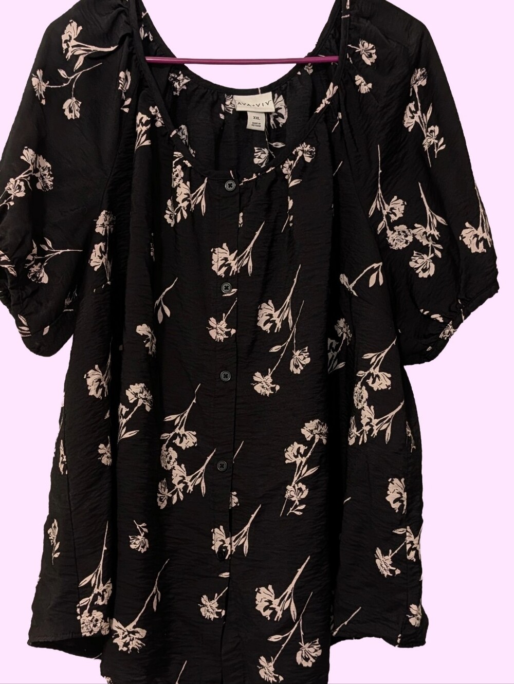 Universal Thread Black Floral Button-Front Blouse